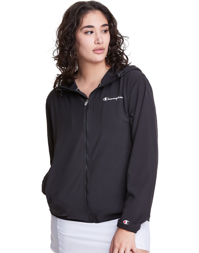 Champion Dame Jakke Sort - Woven Full-Zip - Danmark WVE-418309